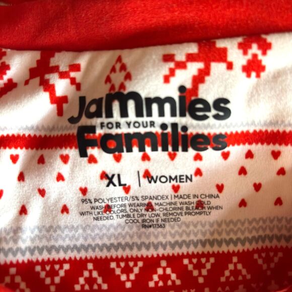 Jammies For The Families Nordic Reindeer Red/White Soft Woman XL Pajama Set #C - Picture 4 of 5